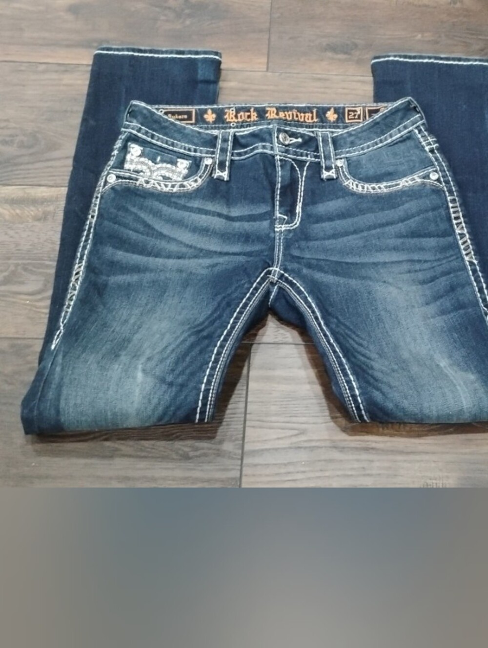 Rock Revival Sukara Dark Blue Faded Bootcut Jeans Size 27